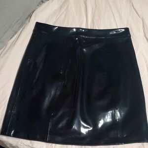 Black Shinny Vinyl Skirt